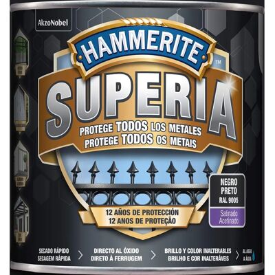 Esmalte antioxidante al agua Superia Negro 2.5 L - Hammerite Esmalte antioxidante al agua Superia Negro 2.5 L - Hammerite