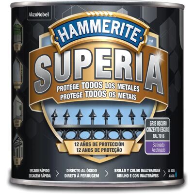 Hammerite Superia Esmalte antioxidante al agua Satinado Gris Oscuro 2,5 l Hammerite Superia Esmalte antioxidante al agua Satinado Gris Oscuro 2,5 l