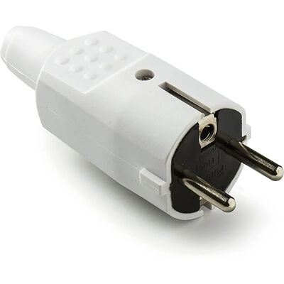 Famatel Weiß PVC 4,8mm Stecker mit Erdung - Elektrostecker Famatel Weiß PVC 4,8mm Stecker mit Erdung - Elektrostecker