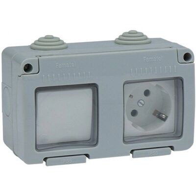 Famatel 19033 Base impermeabile per interruttore e presa - IP55, 16A, Bianco Famatel 19033 Base impermeabile per interruttore e presa - IP55, 16A, Bianco