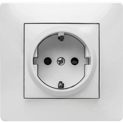 Base de Tomada Embutida Branca Famatel - 16A 250V Schuko Base de Tomada Embutida Branca Famatel - 16A 250V Schuko