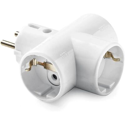 Famatel Model 1303 - Trzygniazdowy adapter elektryczny z uziemieniem - Biały Famatel Model 1303 - Trzygniazdowy adapter elektryczny z uziemieniem - Biały