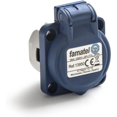 Famatel Blauwe Stopcontact 2P+T 16A IP44 - Elektrische aansluiting Famatel Blauwe Stopcontact 2P+T 16A IP44 - Elektrische aansluiting