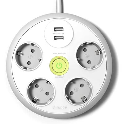 Famatel Märke Modell - Strömskinne med 4 USB-portar 3m Famatel Märke Modell - Strömskinne med 4 USB-portar 3m