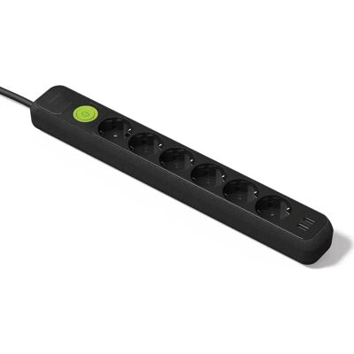 Famatel 2 USB extensão com 6 tomadas e interruptor - Plug EU Famatel 2 USB extensão com 6 tomadas e interruptor - Plug EU