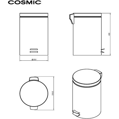 Cosmic Afvalbak - 12L roestvrij staal grijs rond Cosmic Afvalbak - 12L roestvrij staal grijs rond
