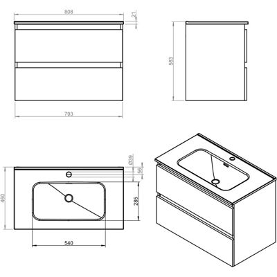 Cosmic Wjb010p2815229 Badezimmer Schrank - Weiß Glänzend, 80cm - Badmöbel Cosmic Wjb010p2815229 Badezimmer Schrank - Weiß Glänzend, 80cm - Badmöbel
