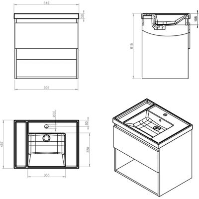 Cosmic Badezimmer-Schrank mit Teckstone-Waschbecken - 60cm Cosmic Badezimmer-Schrank mit Teckstone-Waschbecken - 60cm