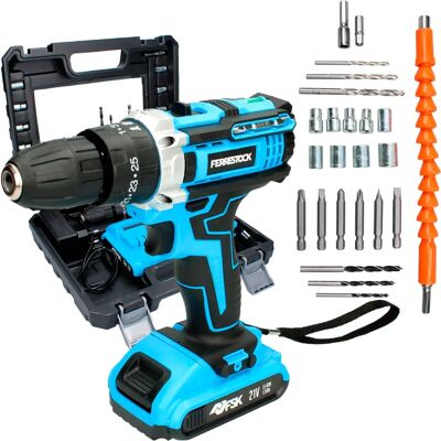 Set trapano e accessori Ferrestock - 25 Pezzi - 21 V Set trapano e accessori Ferrestock - 25 Pezzi - 21 V