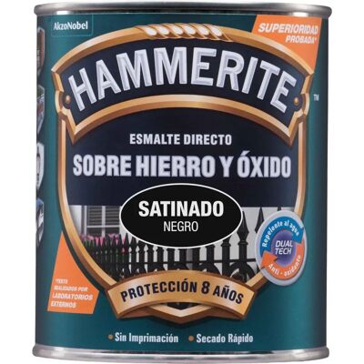 Esmalte satinado negro Hammerite - 250ml - Pintura esmaltada Esmalte satinado negro Hammerite - 250ml - Pintura esmaltada