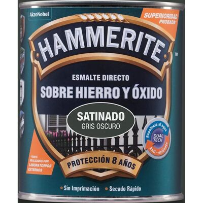 Pintura de metal satinado negro Hammerite - 750ml - 3 en 1 Antióxido Pintura de metal satinado negro Hammerite - 750ml - 3 en 1 Antióxido