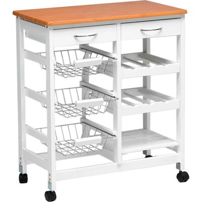 Kit Closet Keukentrolley - 3 Manden, 2 Lades, Capaciteit voor 6 Flessen Kit Closet Keukentrolley - 3 Manden, 2 Lades, Capaciteit voor 6 Flessen