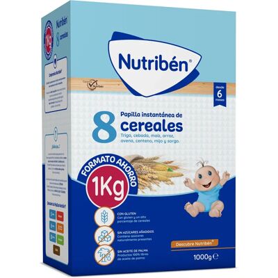 Nutriben 8 Cereales Comida para Bebé - Papilla de Cereales - A partir de 6 Meses Nutriben 8 Cereales Comida para Bebé - Papilla de Cereales - A partir de 6 Meses