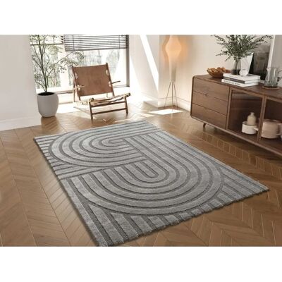 Tapis Géométrique - 160x230 cm - Gris - Scandinave - Publicité Tapis Géométrique - 160x230 cm - Gris - Scandinave - Publicité