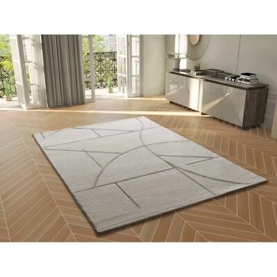 Alfombra Geométrica con Líneas Cremas - Alfombra Alfombra Geométrica con Líneas Cremas - Alfombra