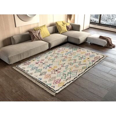 Tapis Yebel Blanc Multicolore Shaggy - Tapis - Publicité Tapis Yebel Blanc Multicolore Shaggy - Tapis - Publicité