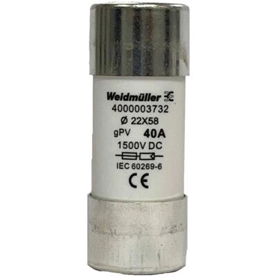 Weidmüller 4000003732 Säkring 22x58mm 40A - Säkring Weidmüller 4000003732 Säkring 22x58mm 40A - Säkring