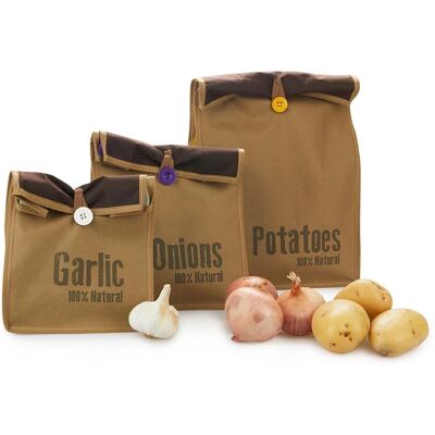 Balvi Conjunto de 3 sacos de vegetais respiráveis - Sacola de compras Balvi Conjunto de 3 sacos de vegetais respiráveis - Sacola de compras