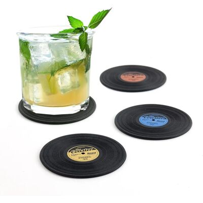 Balvi The Coaster Vinyl-Schallplatten-Untersetzer - Set aus 4 - Schwarz Balvi The Coaster Vinyl-Schallplatten-Untersetzer - Set aus 4 - Schwarz
