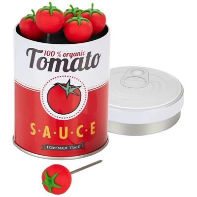 Tenedores de Aperitivo con Forma de Tomate Rojo - Set de 6 Tenedores de Aperitivo con Forma de Tomate Rojo - Set de 6