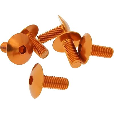 Orange aluminiumskruvset med sexkantshuvud - M6x15 - 6 st Orange aluminiumskruvset med sexkantshuvud - M6x15 - 6 st