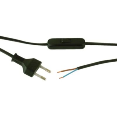 ELECTRO DH M9285 Doorvoer schakelaar met 2 m kabel - 2A/250V - Zwart ELECTRO DH M9285 Doorvoer schakelaar met 2 m kabel - 2A/250V - Zwart