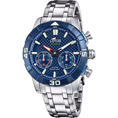 Montre connectée hybride pour hommes Lotus - cadran bleu - acier inoxydable - Publicité Montre connectée hybride pour hommes Lotus - cadran bleu - acier inoxydable - Publicité