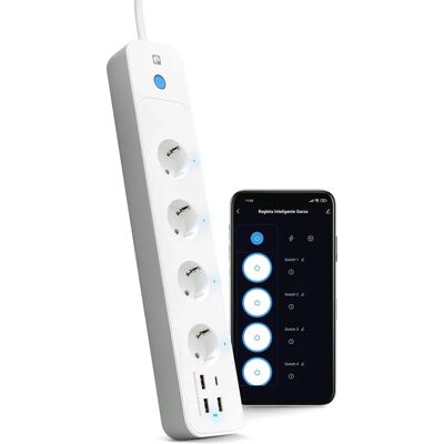 Regleta WiFi inteligente Garza - 4 Tomas, 2 USB, USB-C, Carga rápida Regleta WiFi inteligente Garza - 4 Tomas, 2 USB, USB-C, Carga rápida