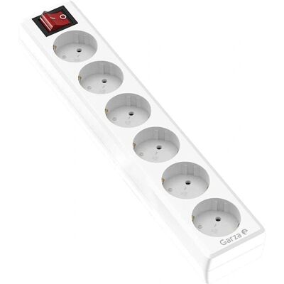 Reglette Garza 6 prises Schuko protection enfant blanche - Power Strip - Publicité Reglette Garza 6 prises Schuko protection enfant blanche - Power Strip - Publicité