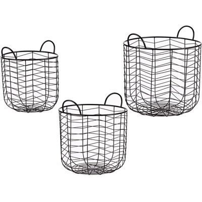 Set med 3 runda korgar av svart metall - Dekoration Set med 3 runda korgar av svart metall - Dekoration