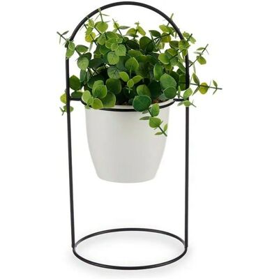 IBERGARDEN Decorative Plant White with Support Black Metal Green Plastic - Decor Plant IBERGARDEN Decorative Plant White with Support Black Metal Green Plastic - Decor Plant