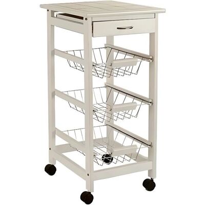 Chariot à légumes Bigbuy Kinvara - Étagère 3 niveaux - Métal blanc, Pin - 37x76x37cm - Publicité Chariot à légumes Bigbuy Kinvara - Étagère 3 niveaux - Métal blanc, Pin - 37x76x37cm - Publicité