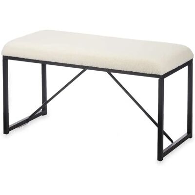 Banc Blanc Tissu Métal Décoration - 81x42x38 cm - Publicité Banc Blanc Tissu Métal Décoration - 81x42x38 cm - Publicité