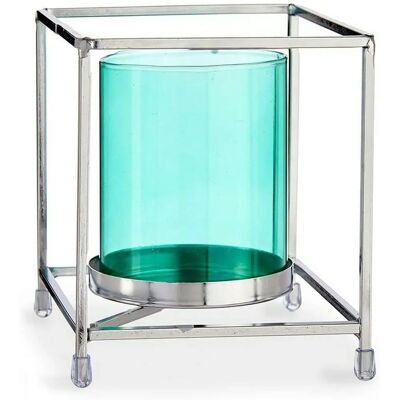 Gift Decor Vierkante Blauwe Zilveren Kaarsenhouder 11,5x12,6x11,5 cm Gift Decor Vierkante Blauwe Zilveren Kaarsenhouder 11,5x12,6x11,5 cm