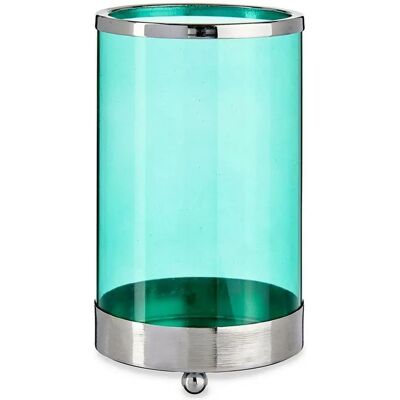Srebrny Niebieski Cylinder Świecznik - Dekoracja Srebrny Niebieski Cylinder Świecznik - Dekoracja