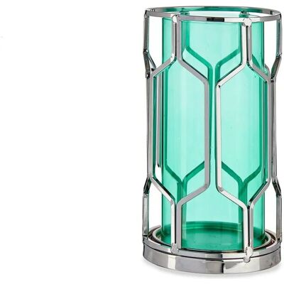 Gift Decor Portacandele Argento e Blu Metallo Vetro Gift Decor Portacandele Argento e Blu Metallo Vetro