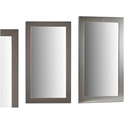 Gift Decor Wandspiegel Zilver - Spiegel met hout en glas Gift Decor Wandspiegel Zilver - Spiegel met hout en glas