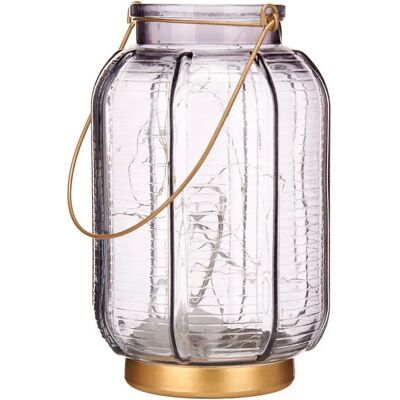 Gift Decor Torche à LED Rayures Verre Doré Gris - Lantern Gift Decor Torche à LED Rayures Verre Doré Gris - Lantern