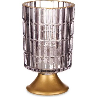 Gift Decor LED Lantaarn Grijs Goud Glas - LED Lantaarn Gift Decor LED Lantaarn Grijs Goud Glas - LED Lantaarn
