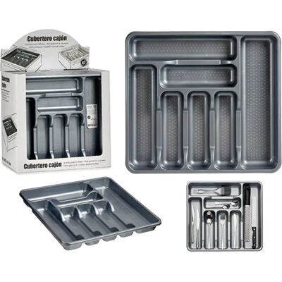 Organizzatore di posate in plastica grigia Bigbuy Home - Stoccaggio cucina Organizzatore di posate in plastica grigia Bigbuy Home - Stoccaggio cucina