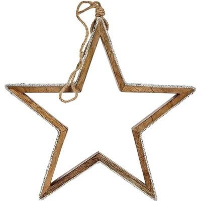 Krist+ Étoile Glitter en Bois Argenté - Ornement de Noël Krist+ Étoile Glitter en Bois Argenté - Ornement de Noël