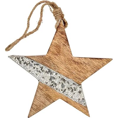 Krist+ Silver Wood Star Christmas Bauble - Christmas bauble Krist+ Silver Wood Star Christmas Bauble - Christmas bauble