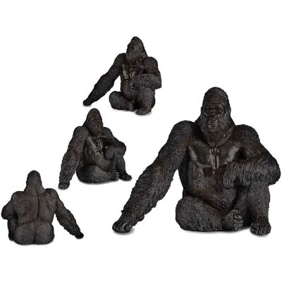 Czarna Resinowa Figurka Gorilla - Dekoracja Czarna Resinowa Figurka Gorilla - Dekoracja