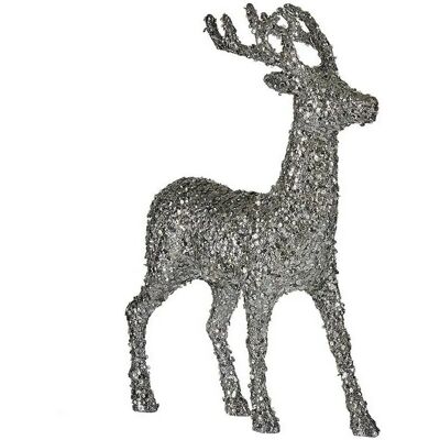 Krist+ Renne en Plastique Blanc Argenté - Décoration Moyenne 15x45x30cm Krist+ Renne en Plastique Blanc Argenté - Décoration Moyenne 15x45x30cm