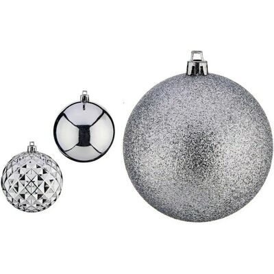 Krist+ Boules de Noël Argentées Ø 8 cm - Noël Krist+ Boules de Noël Argentées Ø 8 cm - Noël