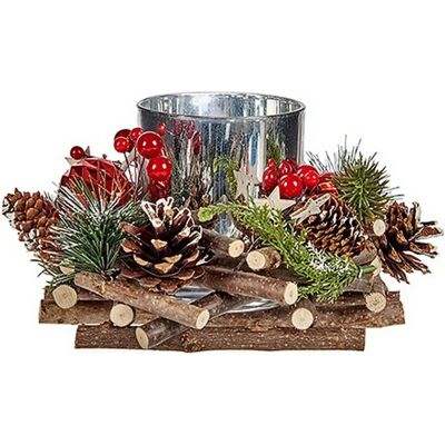 Support de Bougie de Noël Krist+ - Naturel, Rouge, Vert, Argenté - Publicité Support de Bougie de Noël Krist+ - Naturel, Rouge, Vert, Argenté - Publicité
