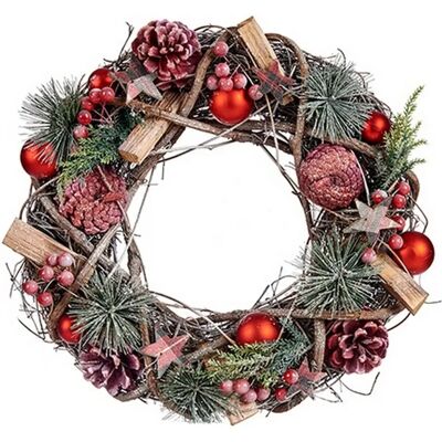 Krist+ Adventskranz - Weihnachtskranz Natur Rot Holz Grün Kunststoff Krist+ Adventskranz - Weihnachtskranz Natur Rot Holz Grün Kunststoff