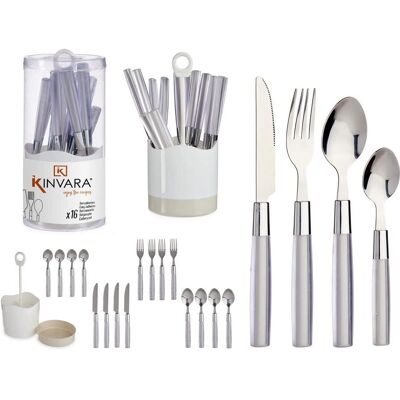 Bigbuy Home Cutlery Set 16 Pieces Silver Grey Stainless steel - Cutlery Set Bigbuy Home Cutlery Set 16 Pieces Silver Grey Stainless steel - Cutlery Set