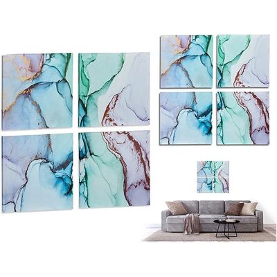Blå Marmor Canvas Konst - Dekorationsset av 4 Blå Marmor Canvas Konst - Dekorationsset av 4
