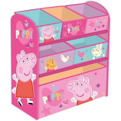 Organisateur en bois Peppa Pig avec 6 paniers - Publicité Organisateur en bois Peppa Pig avec 6 paniers - Publicité
